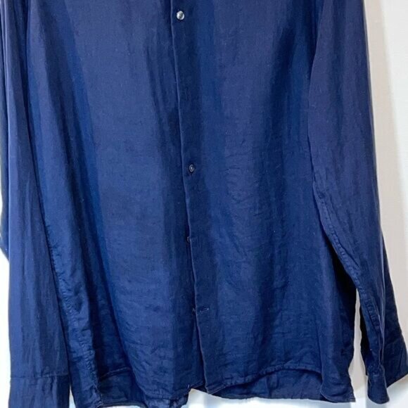 Vince  Cotton Twill Ultra Soft button dress shirt Navy Mens XL  275 - Picture 3 of 7